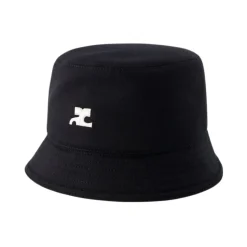 Zwarte Katoenen Signature Bucket Hat