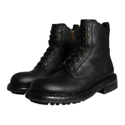 Zwarte Leren High-Top Combat Laarzen