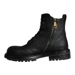 Zwarte Leren High-Top Combat Laarzen