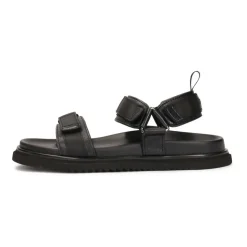 Zwarte leren sandalen met klittenbandsluitingen