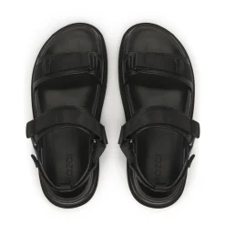 Zwarte leren sandalen met klittenbandsluitingen