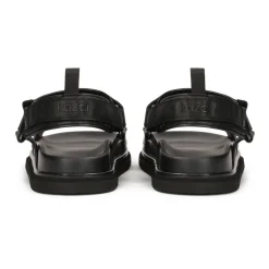 Zwarte leren sandalen met klittenbandsluitingen