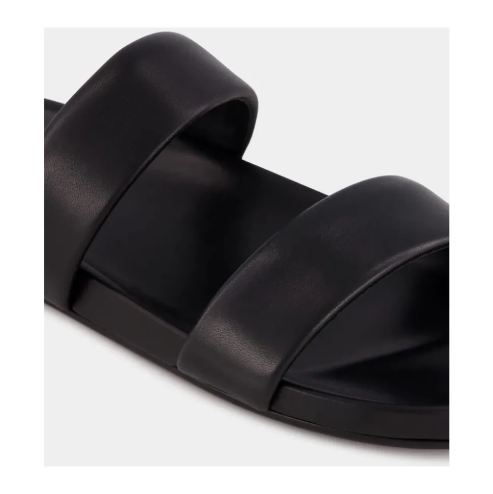 Zwarte leren slippers