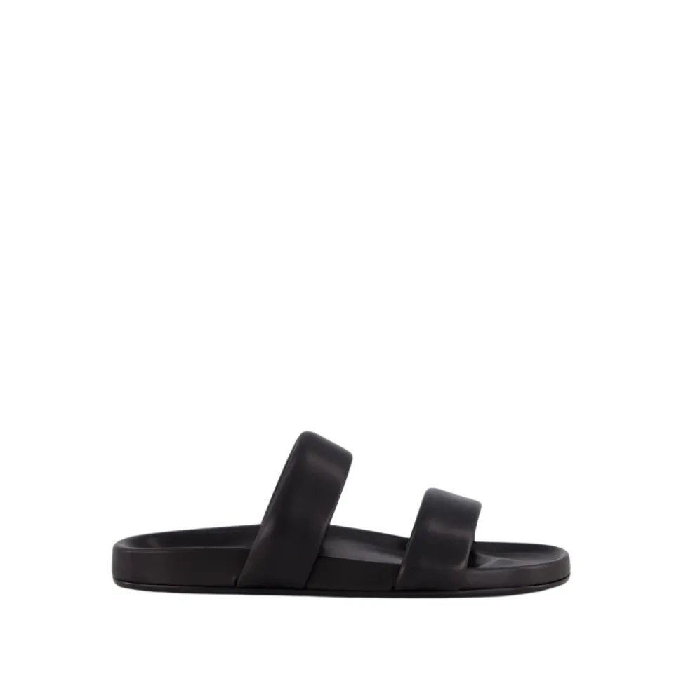 Zwarte leren slippers