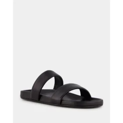 Zwarte leren slippers