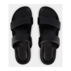 Zwarte leren slippers