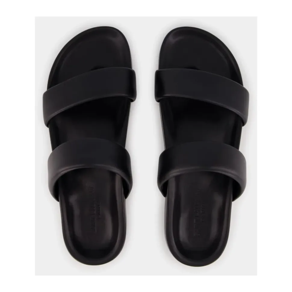 Zwarte leren slippers