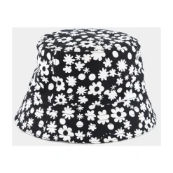 Zwart en Wit Pop Velden Katoenen Bucket Hoed