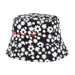 Zwart en Wit Pop Velden Katoenen Bucket Hoed