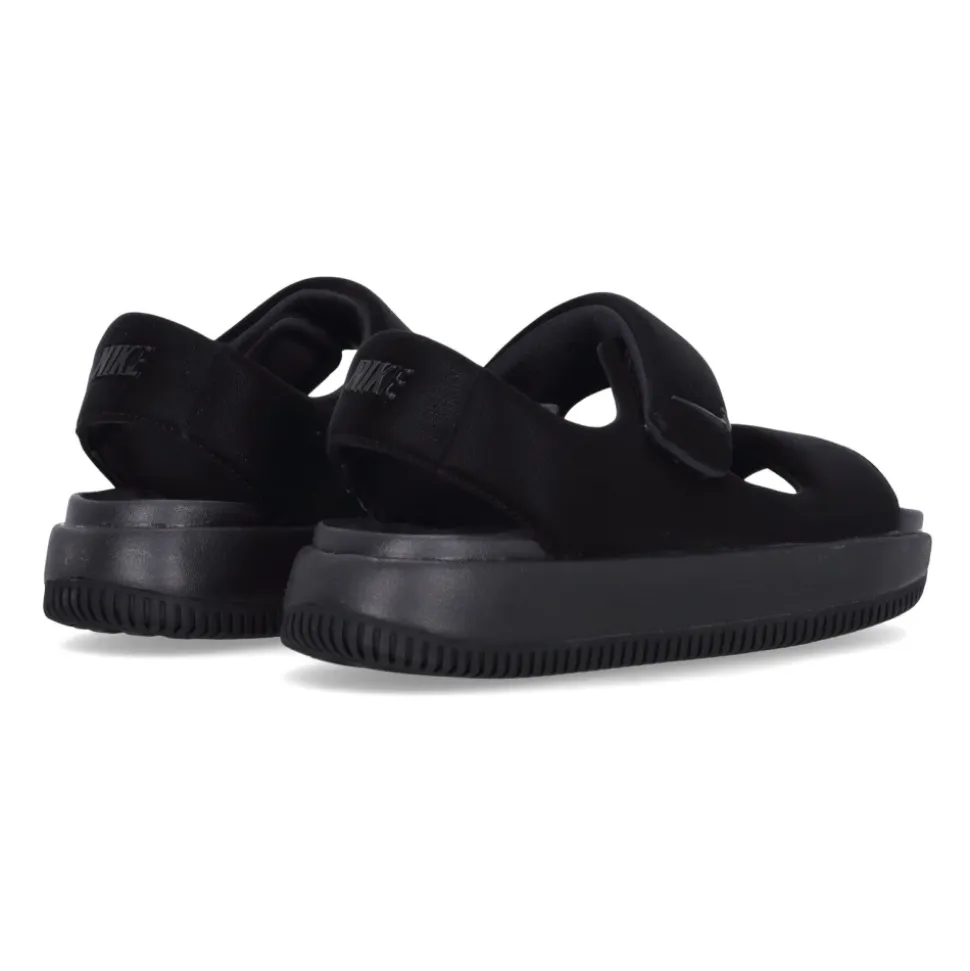 Zwarte platte sandalen met klittenbandsluiting