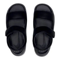 Zwarte platte sandalen met klittenbandsluiting