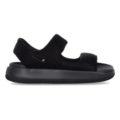 Zwarte platte sandalen met klittenbandsluiting