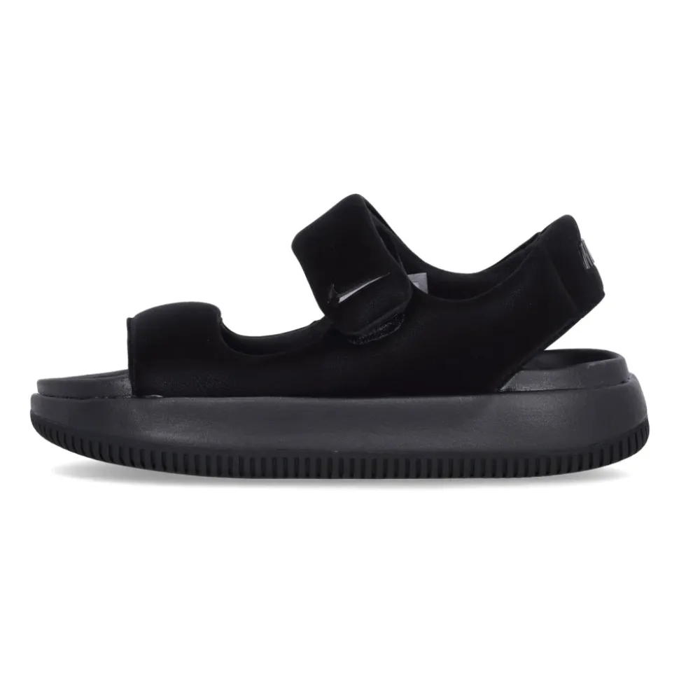 Zwarte platte sandalen met klittenbandsluiting
