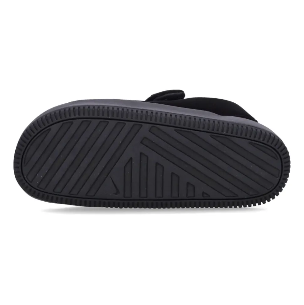 Zwarte platte sandalen met klittenbandsluiting