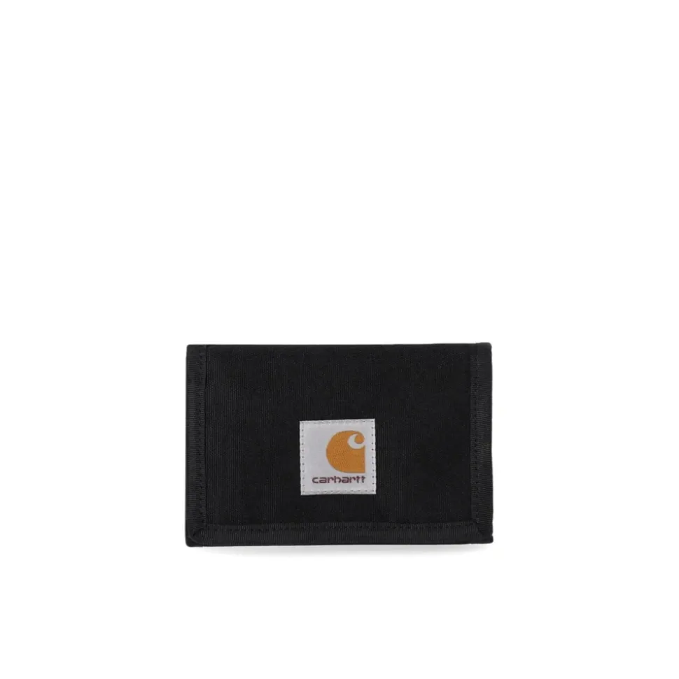 Zwarte Polyester Canvas Portemonnee met Iconisch Logopatch