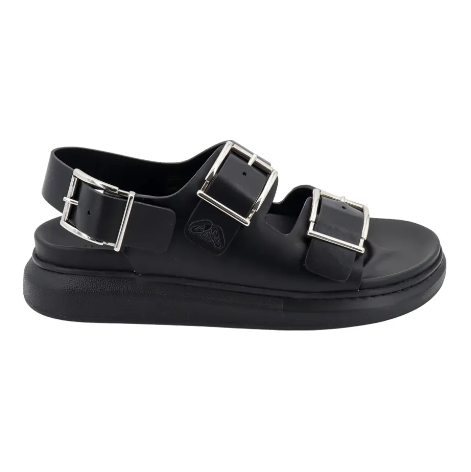 Zwarte Sandalen met Verstelbare Gespen