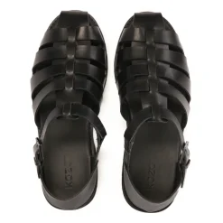 Zwarte sandalen voor mannen met een bedekte hak en een teen.Dit product valt groot uit.