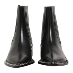 Zwarte Studded Leren Heren Korte Laarzen