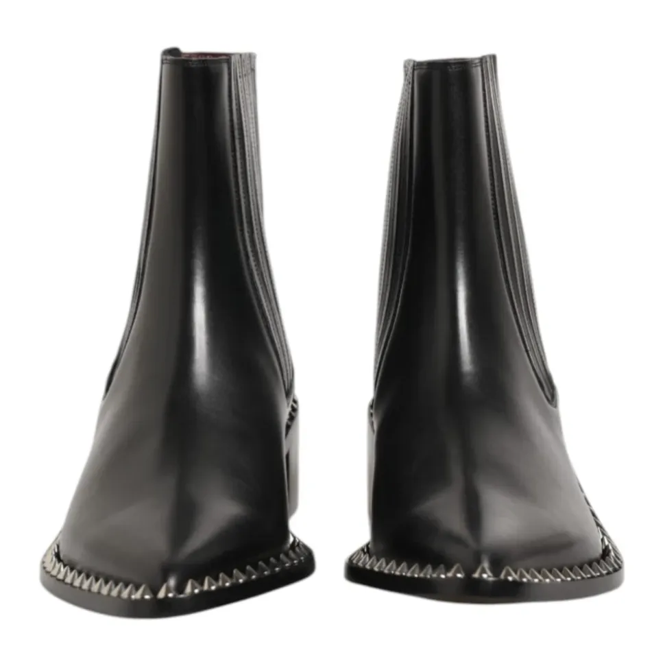 Zwarte Studded Leren Heren Korte Laarzen