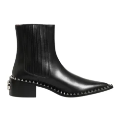 Zwarte Studded Leren Heren Korte Laarzen