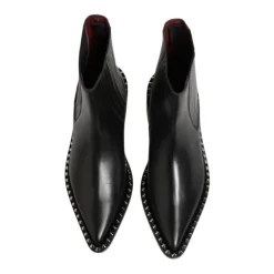 Zwarte Studded Leren Heren Korte Laarzen