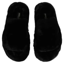 Zwarte Velvet Slides Pantoffels Schoenen