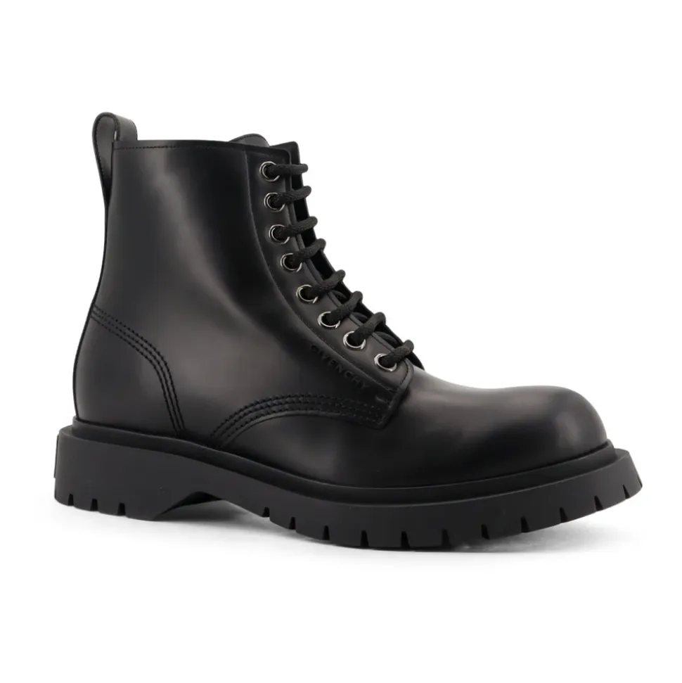 Zwarte Veterschoenen Leer Italië
