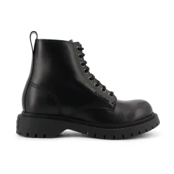 Zwarte Veterschoenen Leer Italië
