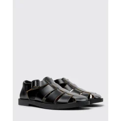 Zwarte visser sandalen casual stijl