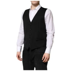 Zwarte Wol Formele Jurk Vest