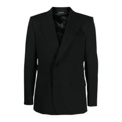 Zwarte Wollen Blazer met Peak Revers