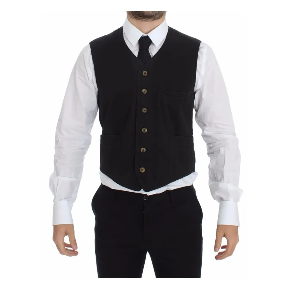 Zwart V-hals Jurk Vest Klassieke Pasvorm