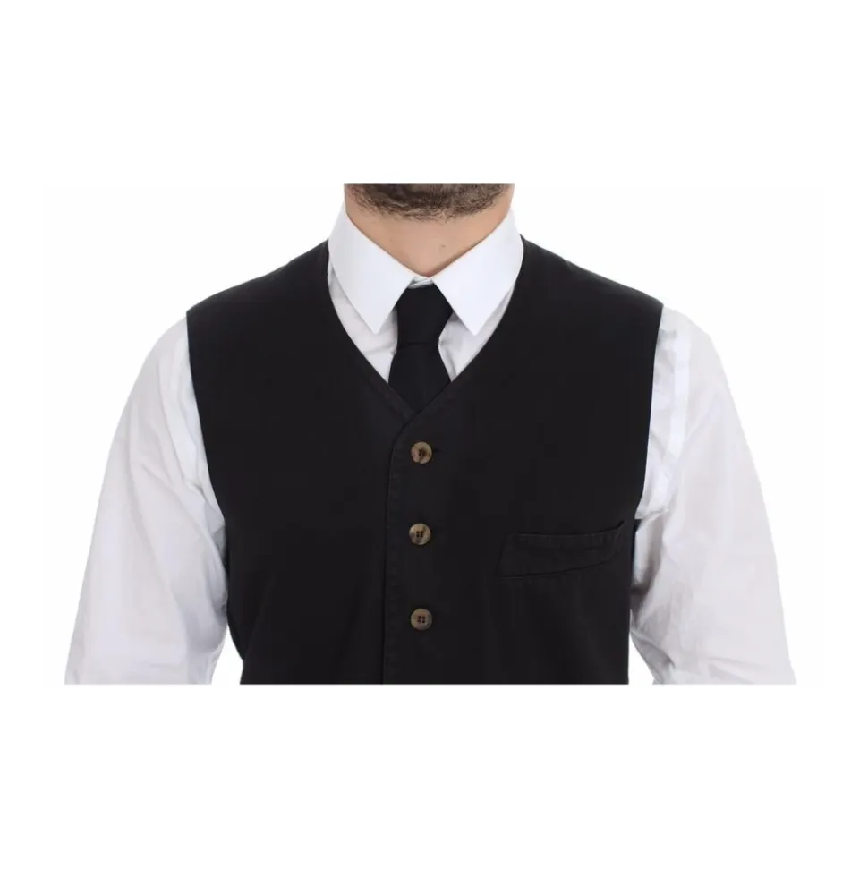 Zwart V-hals Jurk Vest Klassieke Pasvorm