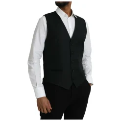 Zwart Wol Formeel Jurk Vest