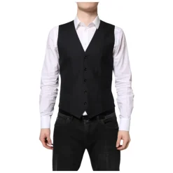 Zwart Wol Formeel Vest Jurk Vest