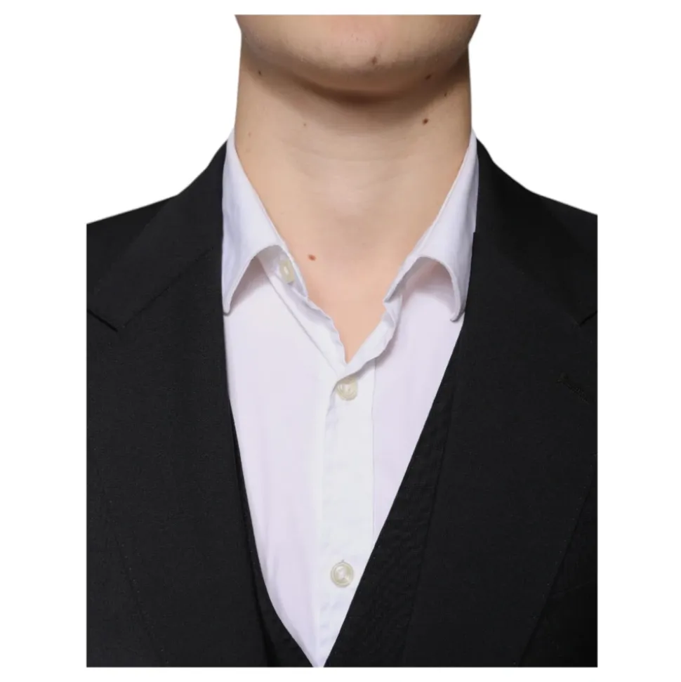 Zwart wollen Slim Fit 3-delig pak