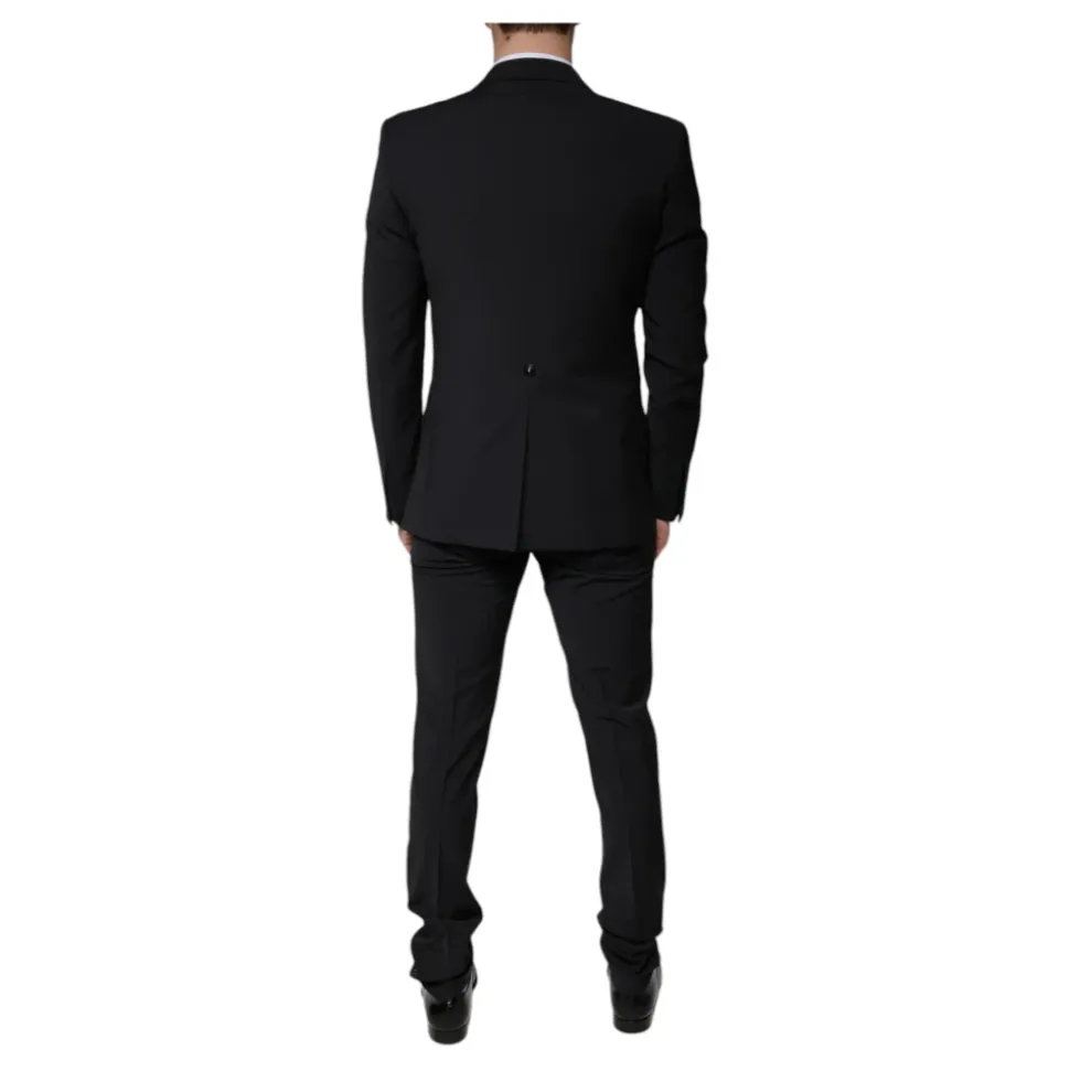 Zwart wollen Slim Fit 3-delig pak